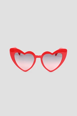 Ardene Heart Shaped Sunglasses in Red