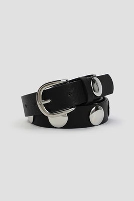 Ardene Large Studded Belt in Black | Size Small | Faux Leather