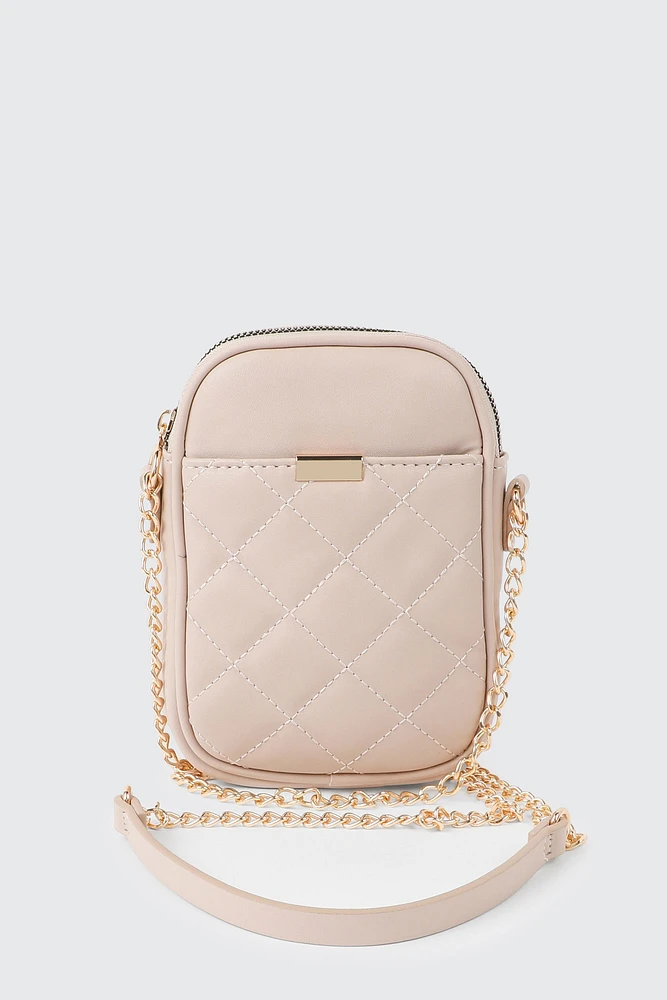 Ardene Quilted Phone Bag in Light Pink | 100% Recycled Polyester | Eco-Conscious