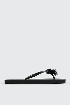 Ardene 3D Flower Flip-Flops Sandals in | Size | Eco-Conscious