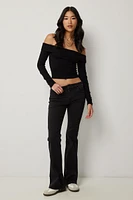 Ardene Mid Rise Flare Leg Jeans in Black | Size | Polyester/Spandex/Cotton