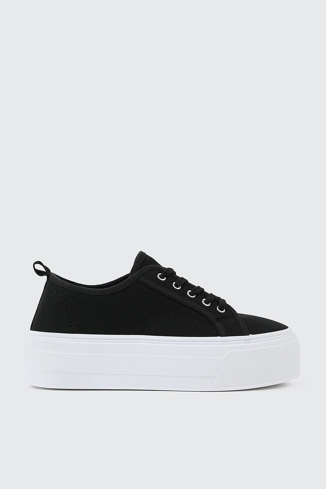 Ardene Canvas Platform Sneakers in Black | Size | Eco-Conscious