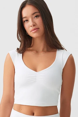Ardene Butter V-Neck Cap Sleeve T-Shirt in | Size | Nylon/Elastane