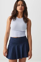 Ardene Basic High Neck Seamless Crop Tank Top in Light Blue | Size | Nylon/Elastane