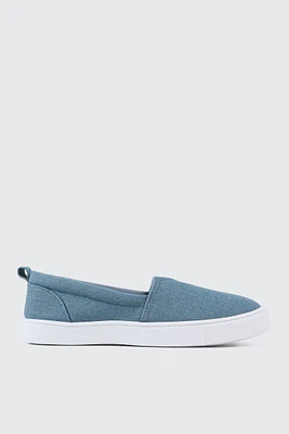 Ardene Slip On Shoes in Medium Blue | Size 7 | Eco-Conscious