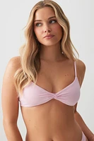 Ardene Twist Pointell Bikini Top in Light Pink | Size | Polyester/Nylon/Elastane | Microfiber