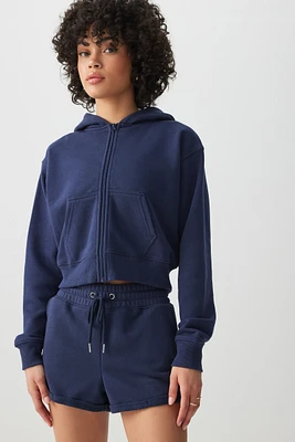 Ardene French Terry Shorties in Dark Blue | Size | Polyester/Cotton | Eco-Conscious