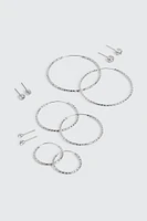 Ardene 6-Pack Hoop and Stud Earrings in Silver | Stainless Steel