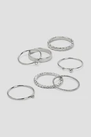 Ardene 7-Pack Assorted Rings in Silver | Size Small