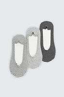 Ardene 3-Pack Striped Mid Cut Shoe Liners | Nylon/Spandex