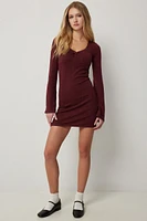 Ardene Flare Mini Dress in Burgundy | Size | Polyester/Elastane