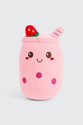 Ardene Kids Strawberry Bubble Tea Plushie Pillow in Light Pink | Polyester