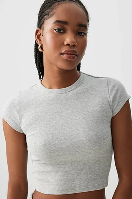 Ardene Basic Ultra Crop Crew Neck T-shirt in | Size | Cotton/Elastane | Eco-Conscious