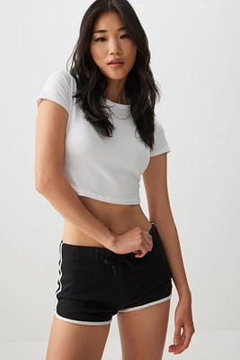 Ardene French Terry Mini Dolphin Shorts in Black | Size | Polyester/Rayon | Eco-Conscious