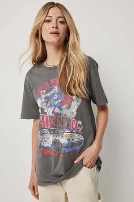 Ardene PABST Racer T-Shirt in Grey | Size Small | 100% Cotton