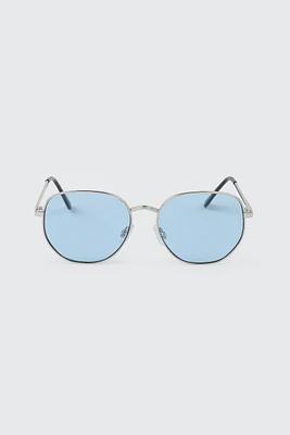 Ardene Metal Round Sunglasses in Medium Blue