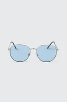 Ardene Metal Round Sunglasses in Medium Blue