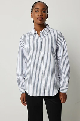 Ardene Oversized Shirt in Light Blue | Size Small | Polyester/Cotton