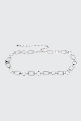 Ardene Chain Belt with Round & Square Links in Silver
