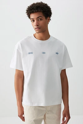 Ardene Man Printed Boxy T-Shirt For Men in White | Size | 100% Cotton