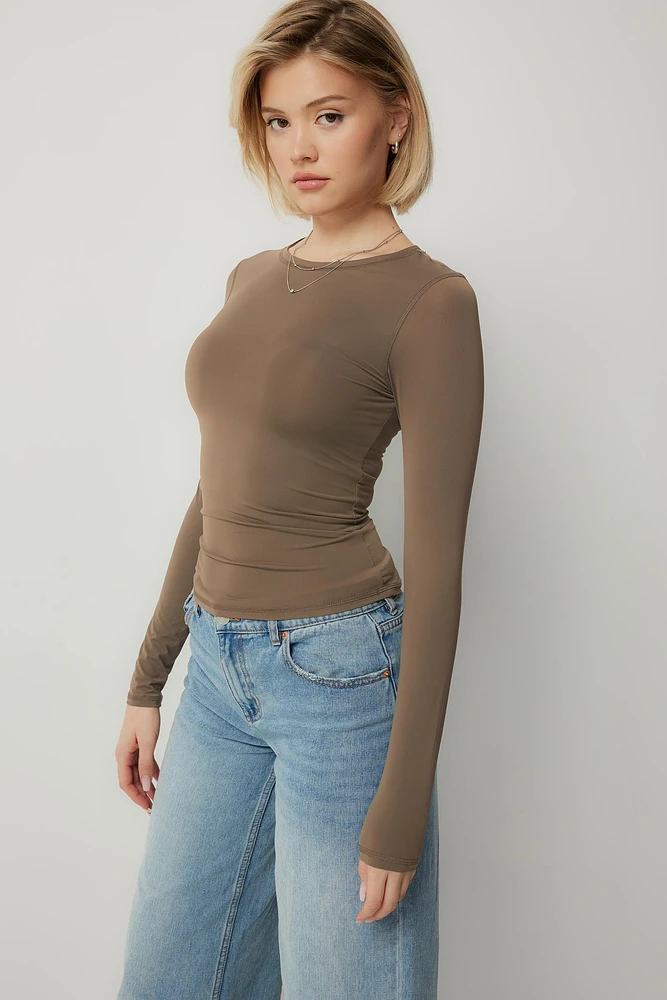 Ardene Fine Jersey Fitted Long Sleeve T-Shirt in | Size | Elastane/Polyamide
