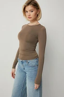 Ardene Fine Jersey Fitted Long Sleeve T-Shirt in | Size | Elastane/Polyamide