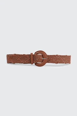 Ardene Braided Belt in Cognac | Size | Faux Leather/Polyester