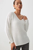Ardene Shaker Stitch V-Neck Sweater in | Size | 100% Acrylic