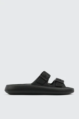 Ardene Man Two-Strap Slides For Men in Black | Size | Eco-Conscious