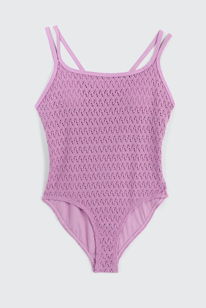 Ardene Kids Crochet One Piece Swimsuit in | Size | Polyester/Spandex/Elastane