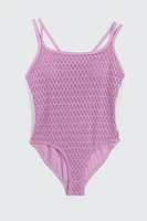 Ardene Kids Crochet One Piece Swimsuit in | Size | Polyester/Spandex/Elastane