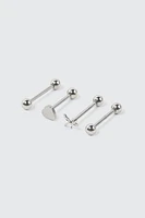 Ardene 4-Pack Bow & Heart Tongue Piercings in Silver
