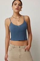 Ardene Pointelle Lace Trim Tank in | Size | 100% Cotton