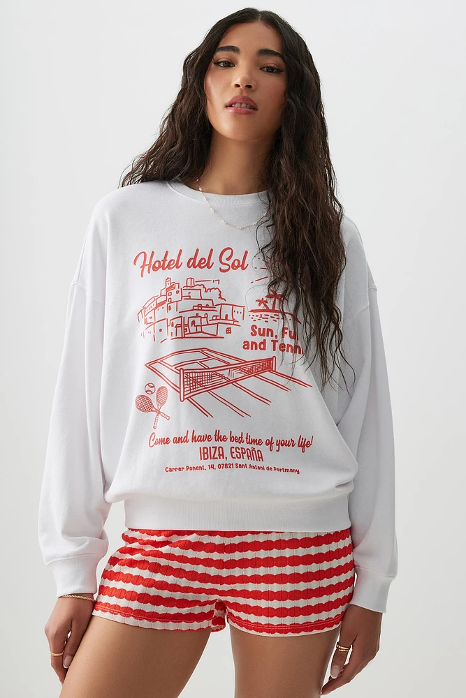 Ardene Summer Graphic French Terry Sweatshirt in | Size | Polyester/Cotton | Eco-Conscious
