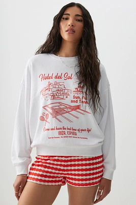 Ardene Summer Graphic French Terry Sweatshirt in | Size | Polyester/Cotton | Eco-Conscious