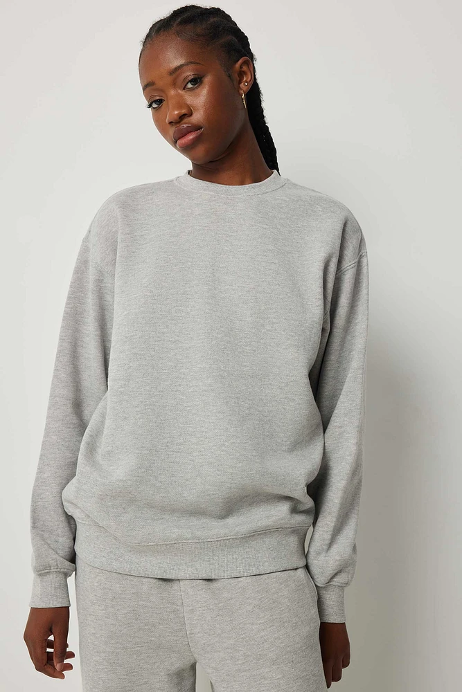 Ardene Solid Crew Neck Sweatshirt in Grey | Size | Polyester/Cotton | Eco-Conscious