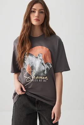 Ardene Washed Shania Twain T-Shirt in Dark Grey | Size | 100% Cotton