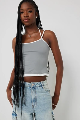 Ardene Layered Crop Tank Top in Grey | Size | Polyester/Spandex