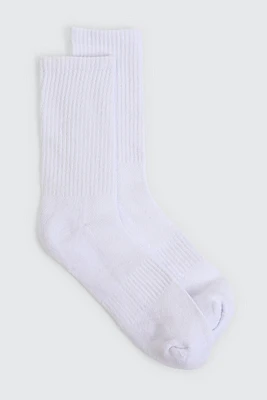 Ardene 2-Pack Cotton Sport Crew Socks in White | Polyester/Cotton/Elastane