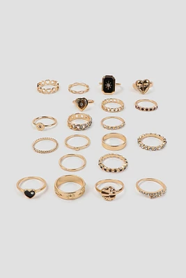 Ardene 20-Pack Assorted Rings in Gold | Size