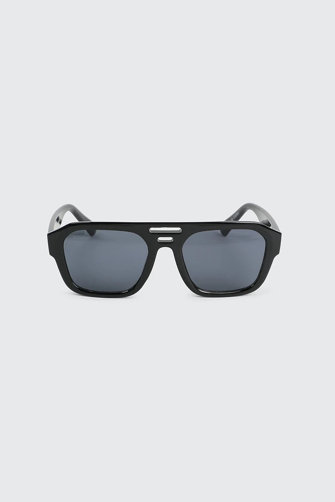 Ardene Flat Top Aviator Sunglasses in Black