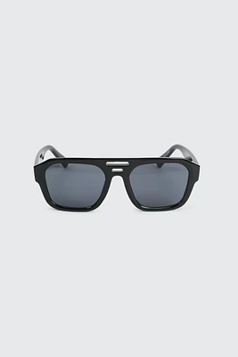 Ardene Flat Top Aviator Sunglasses in Black