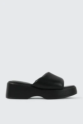 Ardene Puff Strap Platform Sandals in | Size | Faux Leather | Eco-Conscious