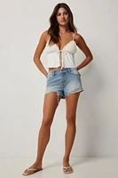 Ardene Mid Rise Denim Shorts in Medium Blue | Size | 100% Cotton