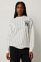 Ardene New York Yankees Sweatshirt in White | Size XL | Polyester/Cotton | Fleece-Lined
