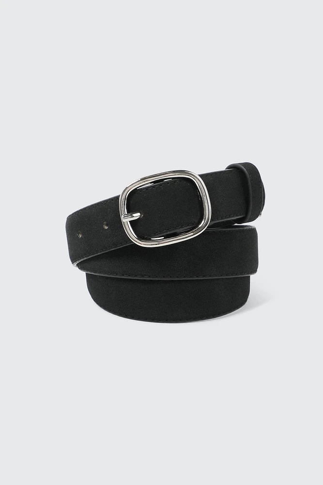 Ardene Faux Suede Belt in Black | Size Small