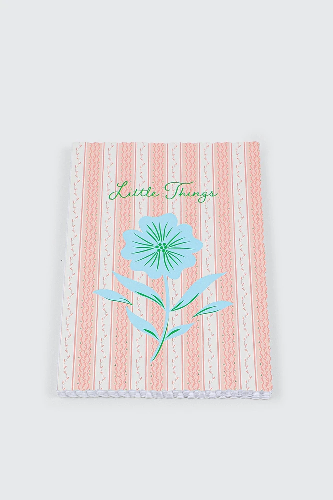 Ardene Floral Little Things Notebook in Light Pink