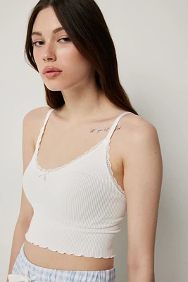 Ardene PJ Tank Top with Lace Detail in | Size | Nylon/Elastane | Eco-Conscious