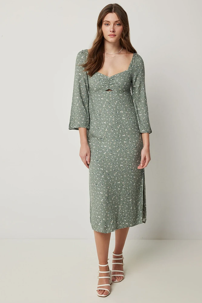 Ardene Floral Sweetheart Midi Dress in Sage | Size