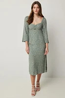 Ardene Floral Sweetheart Midi Dress in Sage | Size